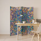 MEMORIES MAP Biombo de 4 paneles