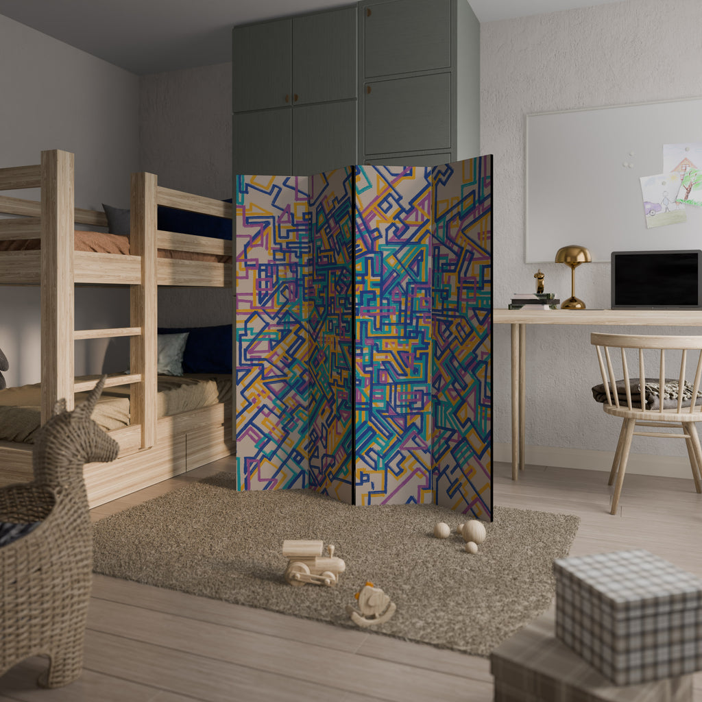 MEMORIES MAP Decorative 4-Panel Room Divider