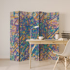 MEMORIES MAP Biombo Decorativo de 5 Paneles