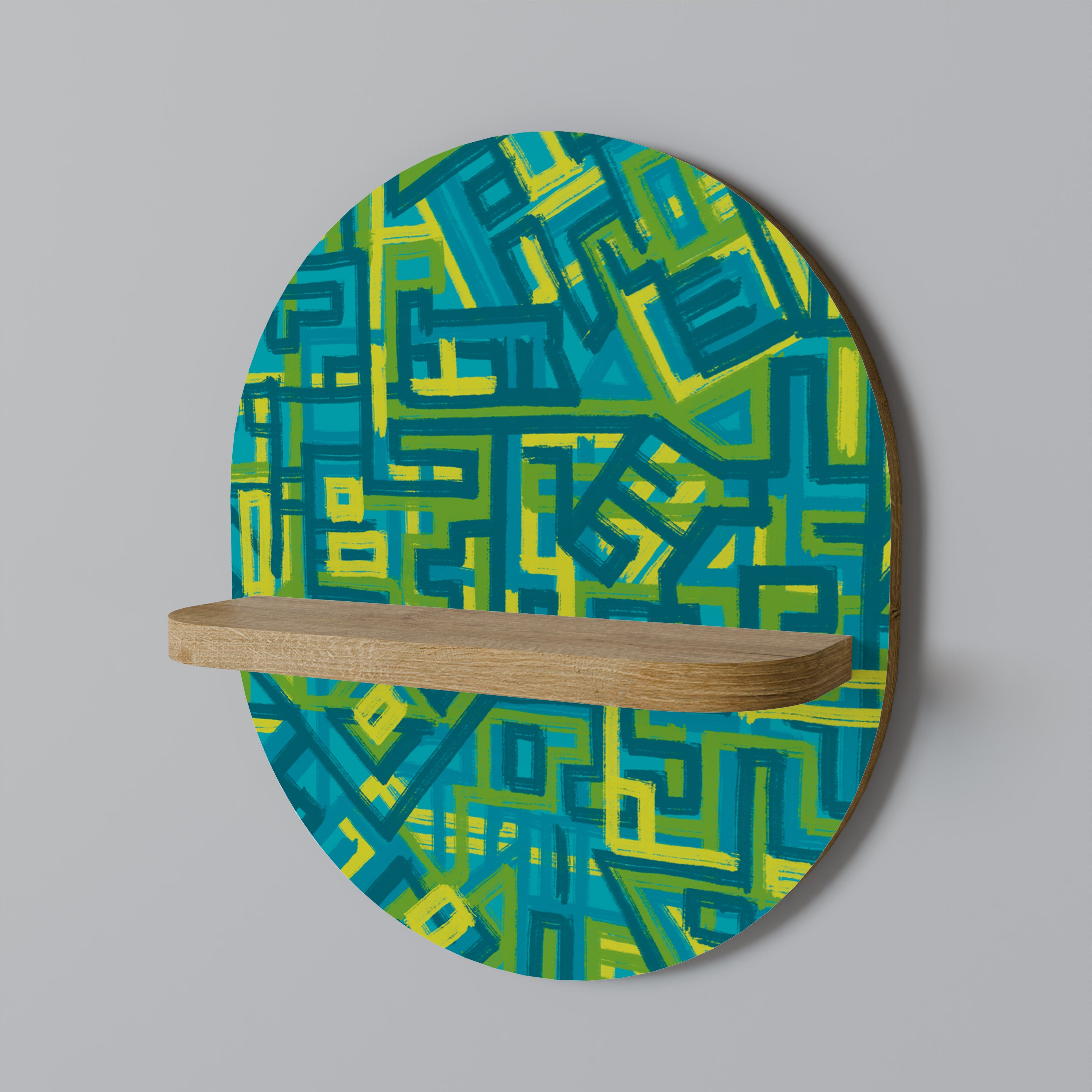 RECUERDOS NOSTÁLGICOS Estantería de Arte Ovalada Efecto Roble