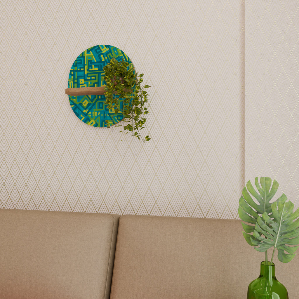 RECUERDOS NOSTÁLGICOS Estantería de Arte Ovalada Efecto Roble