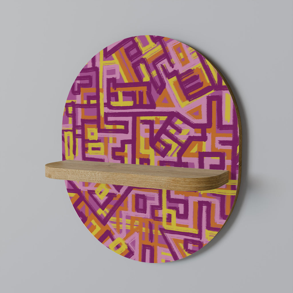 Estantería de arte ovalada LOVELY MEMORIES con efecto roble