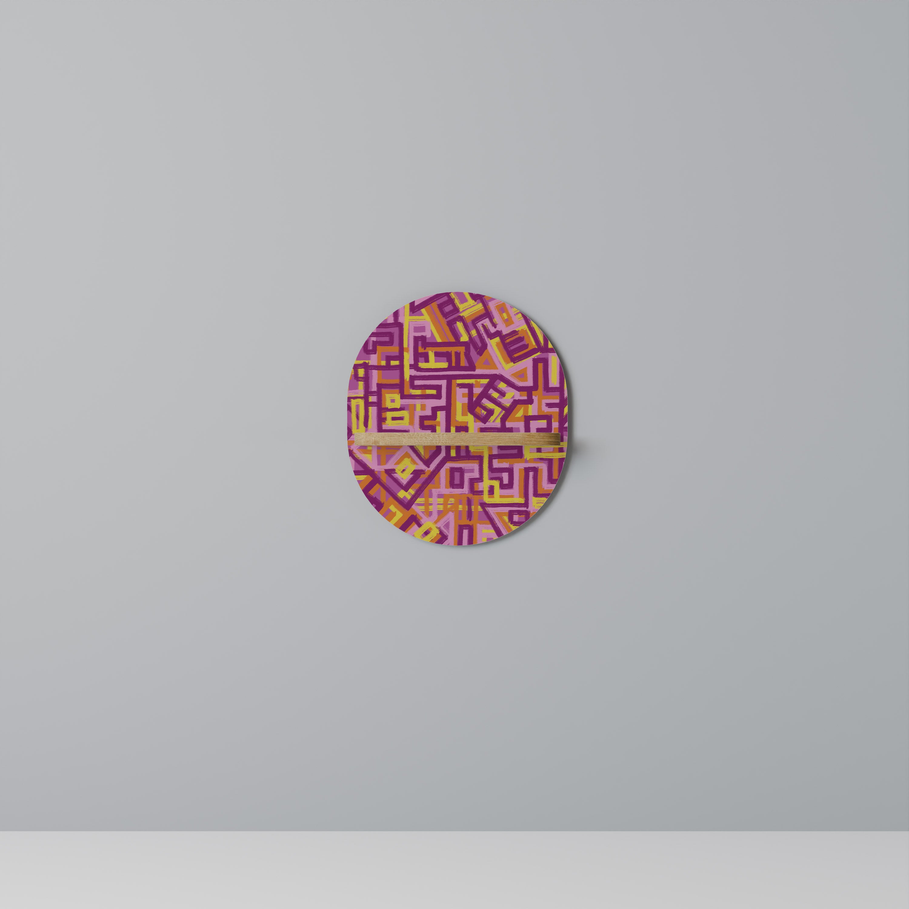 Estantería de arte ovalada LOVELY MEMORIES con efecto roble