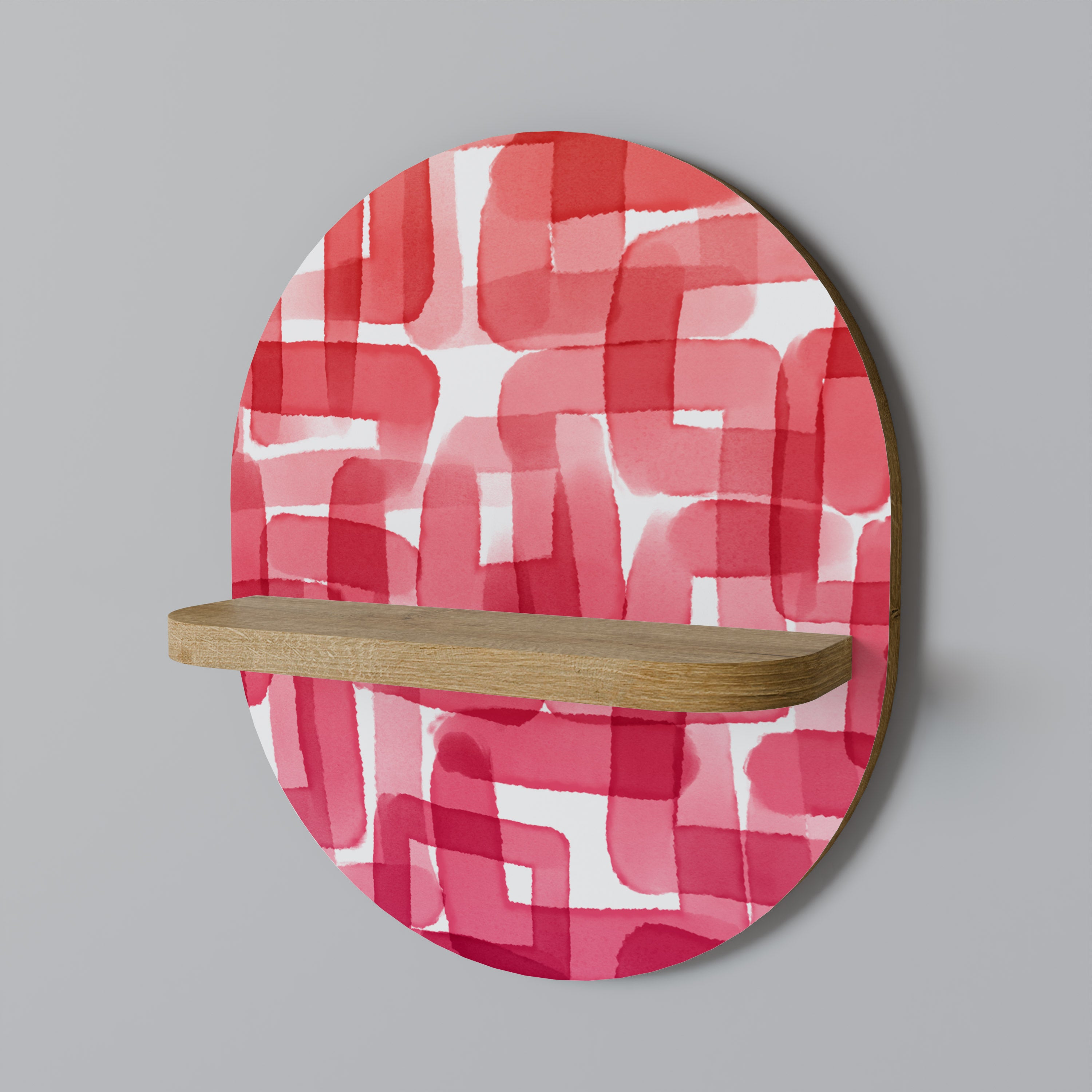 Estantería de arte ovalada CUBISMO CALEIDOSCÓPICO en efecto roble