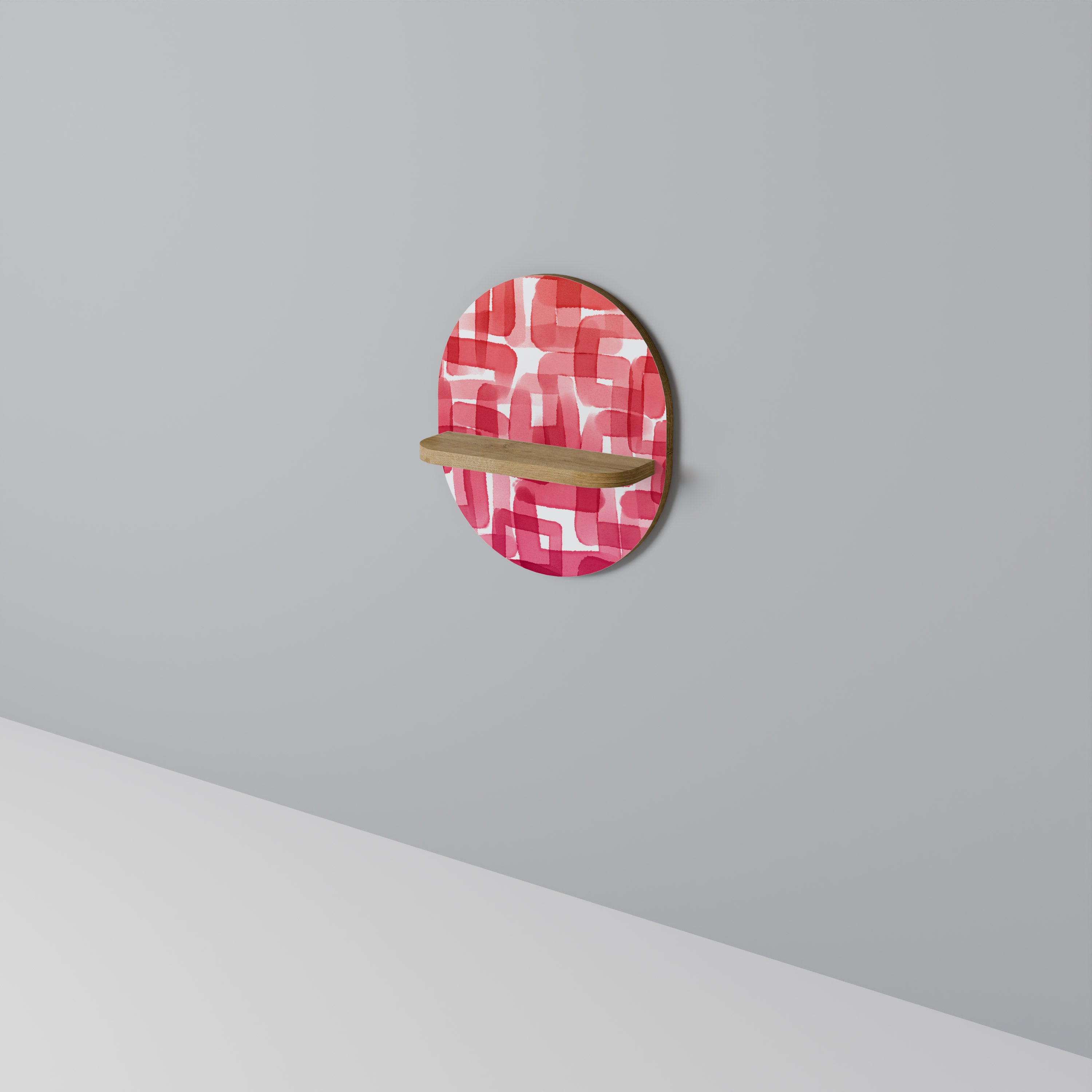 Estantería de arte ovalada CUBISMO CALEIDOSCÓPICO en efecto roble