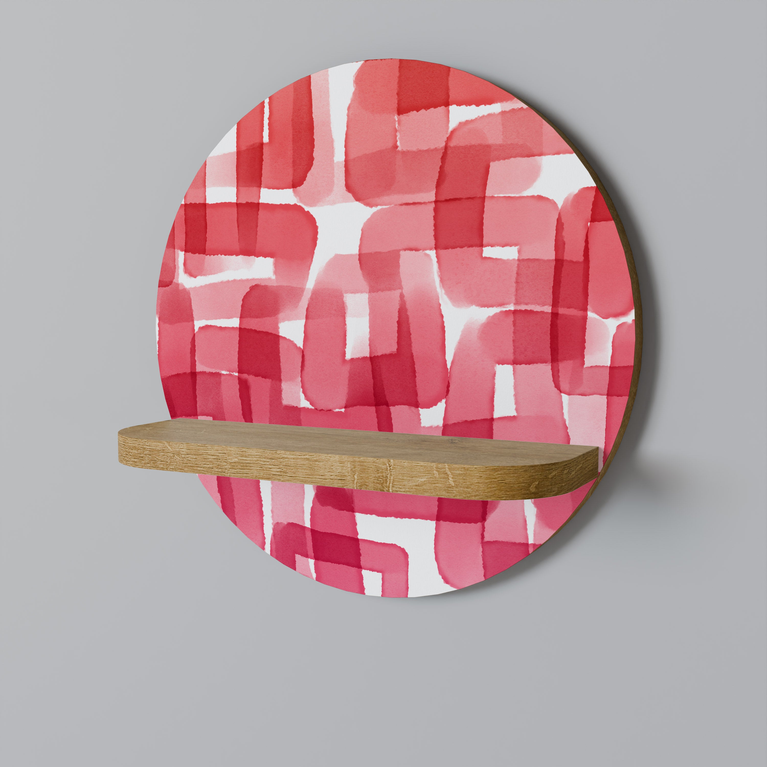 Estantería de arte redonda CUBISMO CALEIDOSCÓPICO en efecto roble