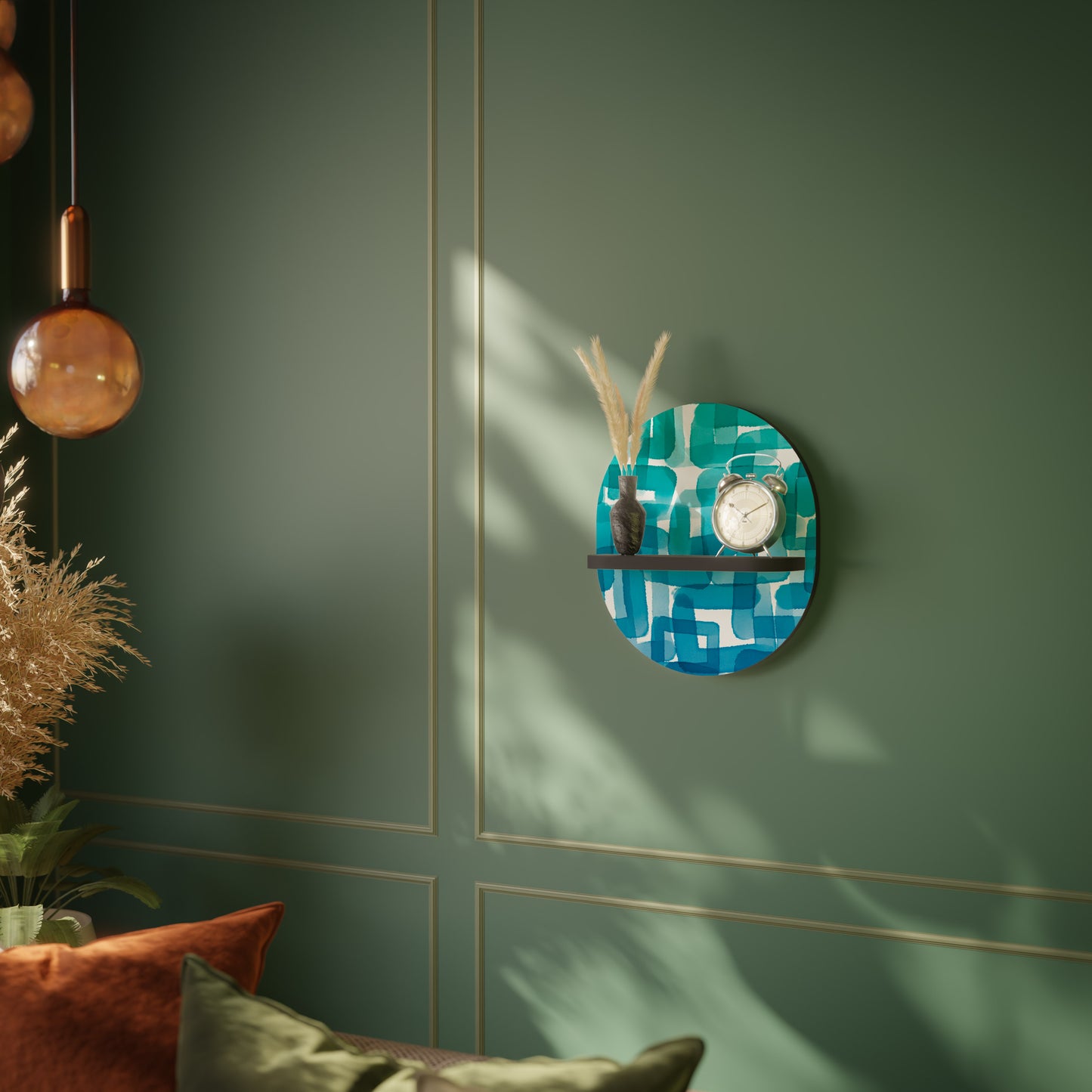 TURQUOISE RECTANGLES Art Shelf