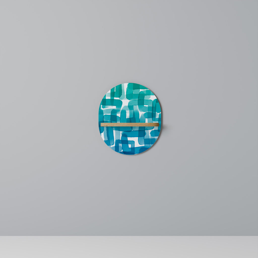 Estantería de arte ovalada con efecto roble RECTÁNGULOS TURQUESA