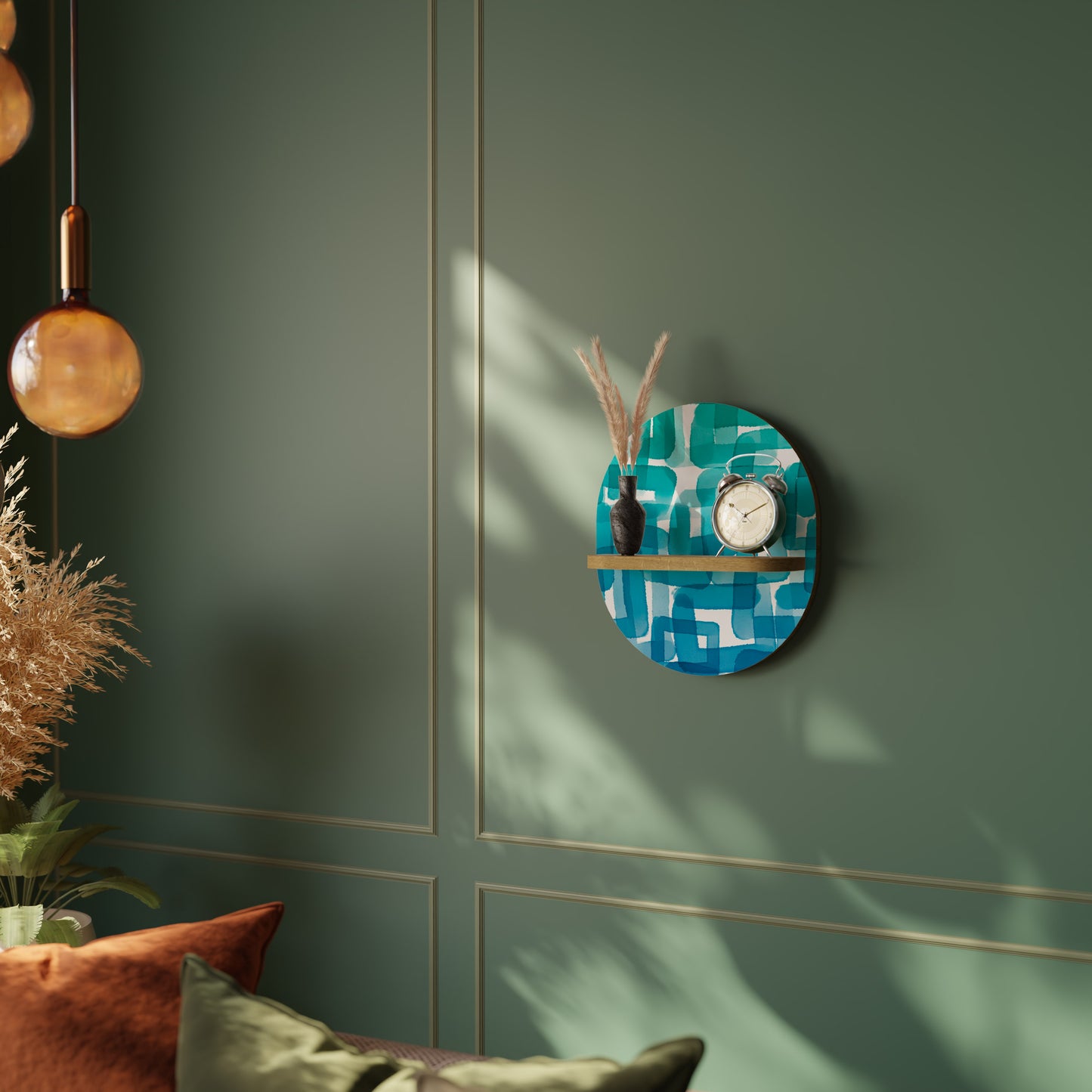 TURQUOISE RECTANGLES Art Shelf
