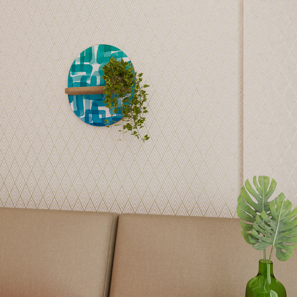 TURQUOISE RECTANGLES Art Shelf