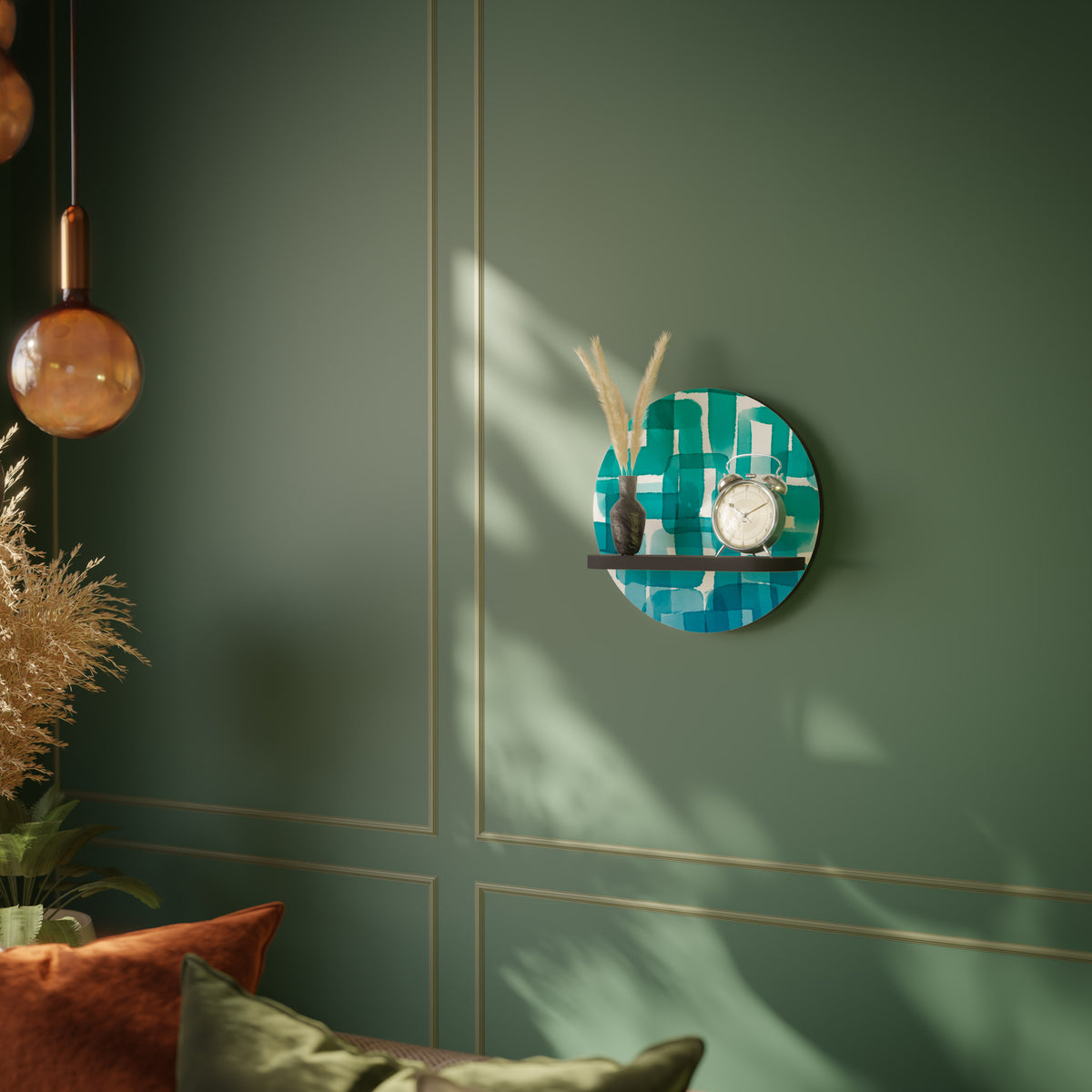 TURQUOISE RECTANGLES Art Shelf