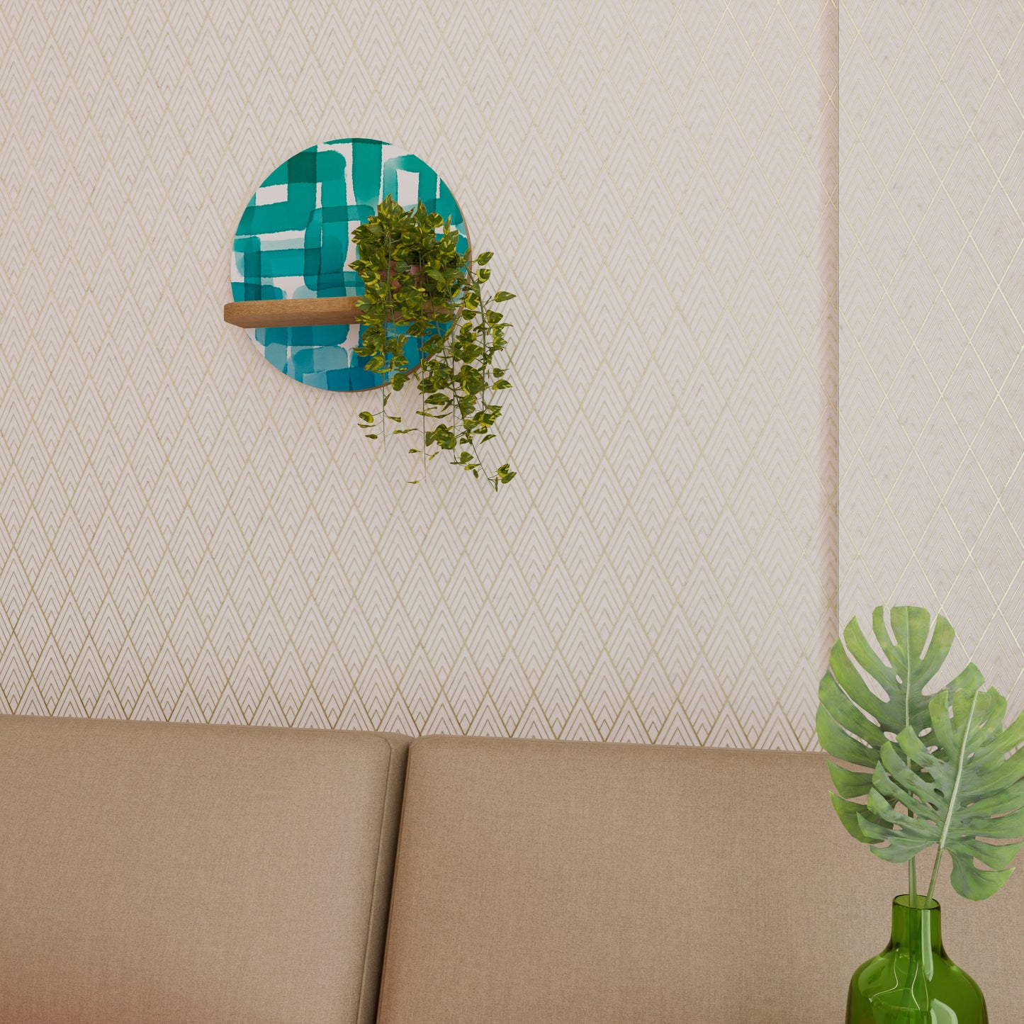 TURQUOISE RECTANGLES Art Shelf