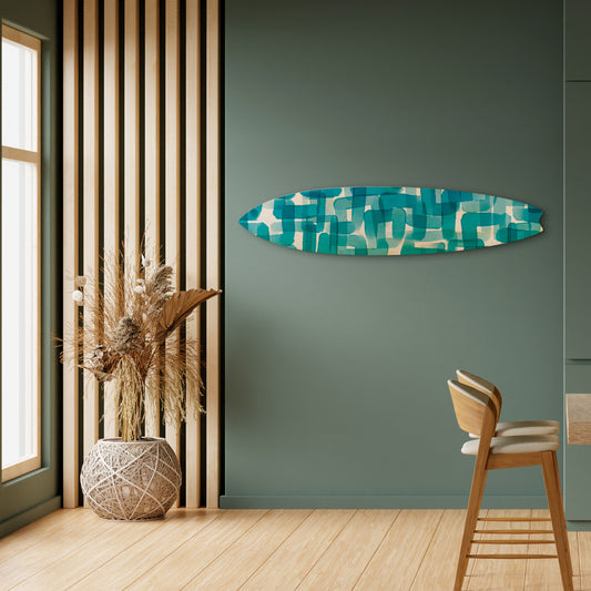TURQUOISE RECTANGLES Panel decorativo de tabla de surf