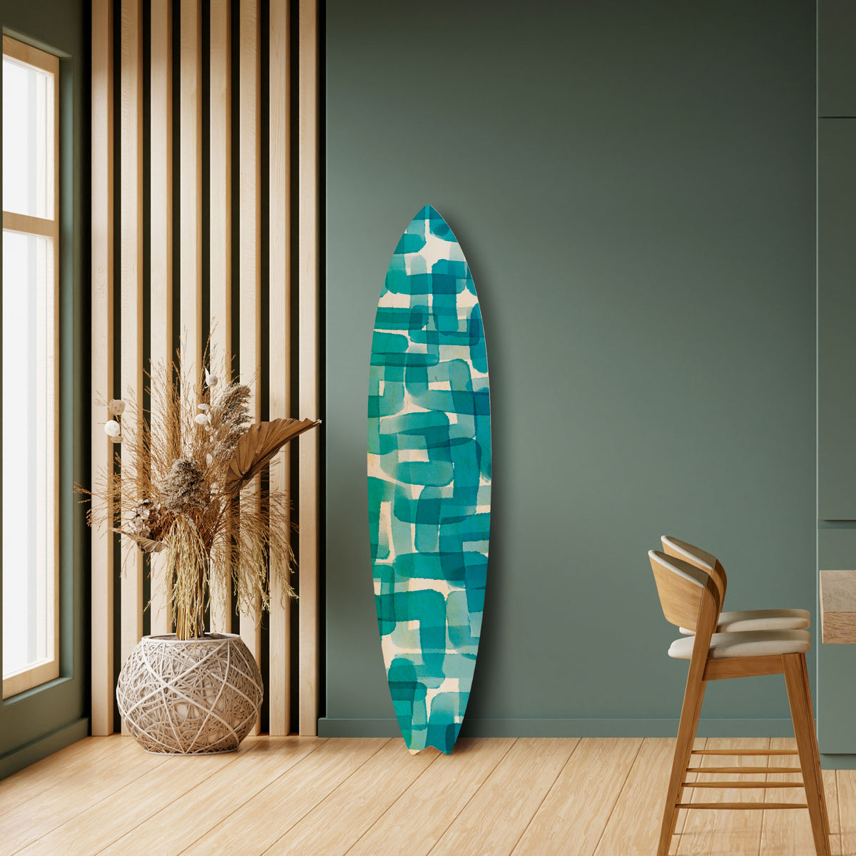 TURQUOISE RECTANGLES Surfboard Decorative Panel