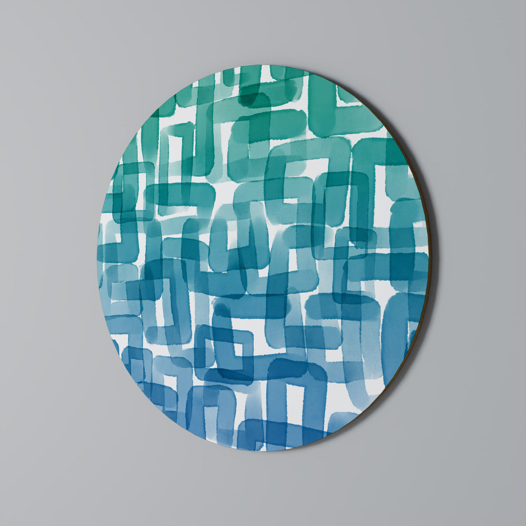 TURQUOISE RECTANGLES Round Wall Art