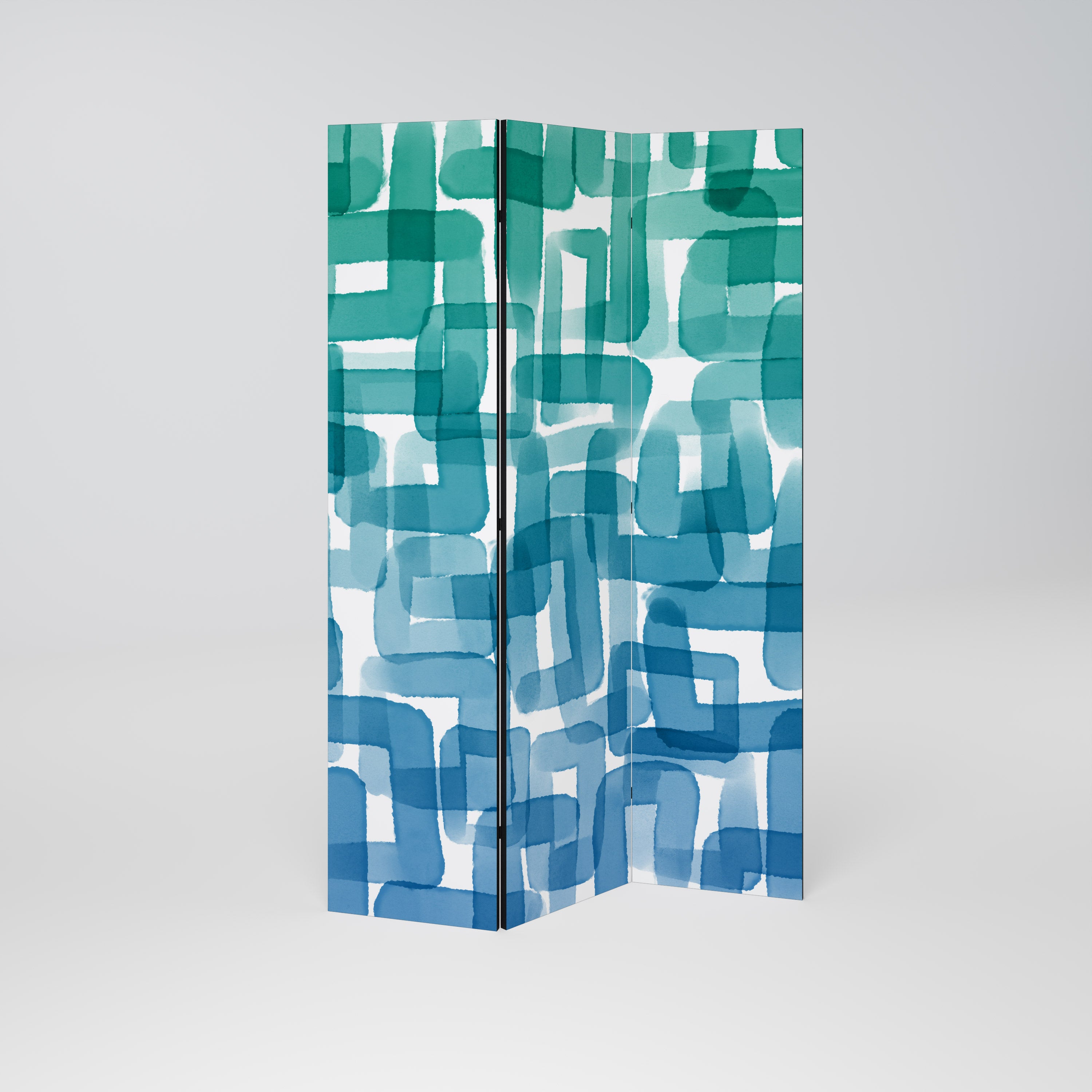 TURQUOISE RECTANGLES 3-Panel Room Divider