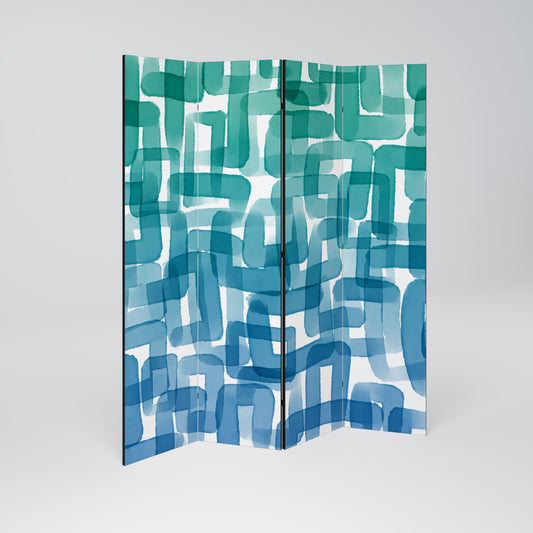 TURQUOISE RECTANGLES Biombo de 4 paneles