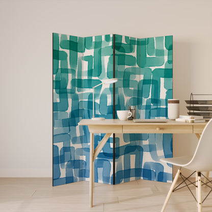TURQUOISE RECTANGLES Biombo de 4 paneles