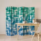 TURQUOISE RECTANGLES 5-Panel Room Divider