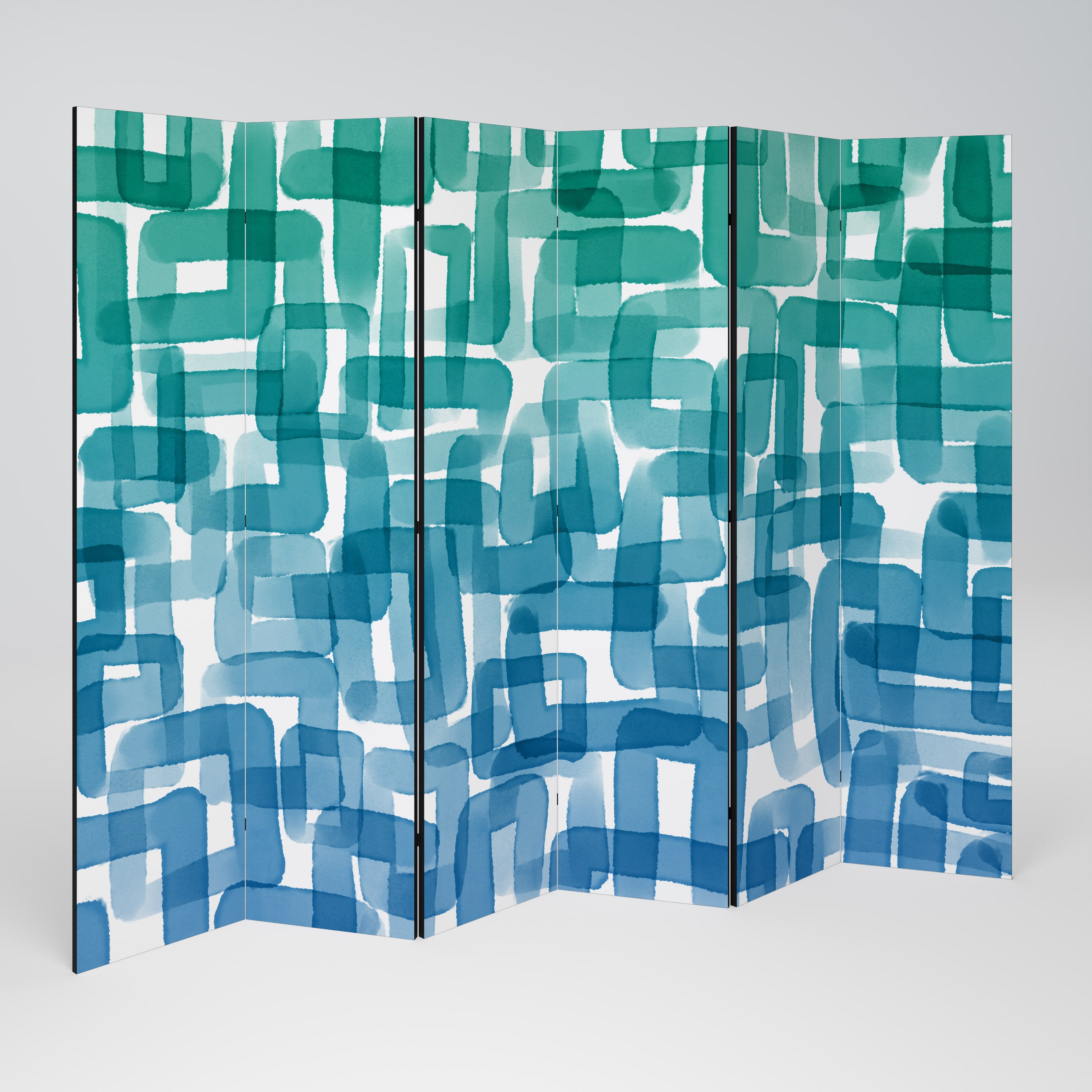TURQUOISE RECTANGLES 6-Panel Room Divider
