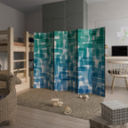 TURQUOISE RECTANGLES 6-Panel Room Divider