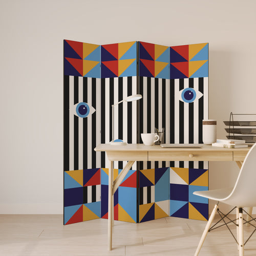 ABSTRACTION AND GEOMETRY Decorative 4-Panel Room Divider