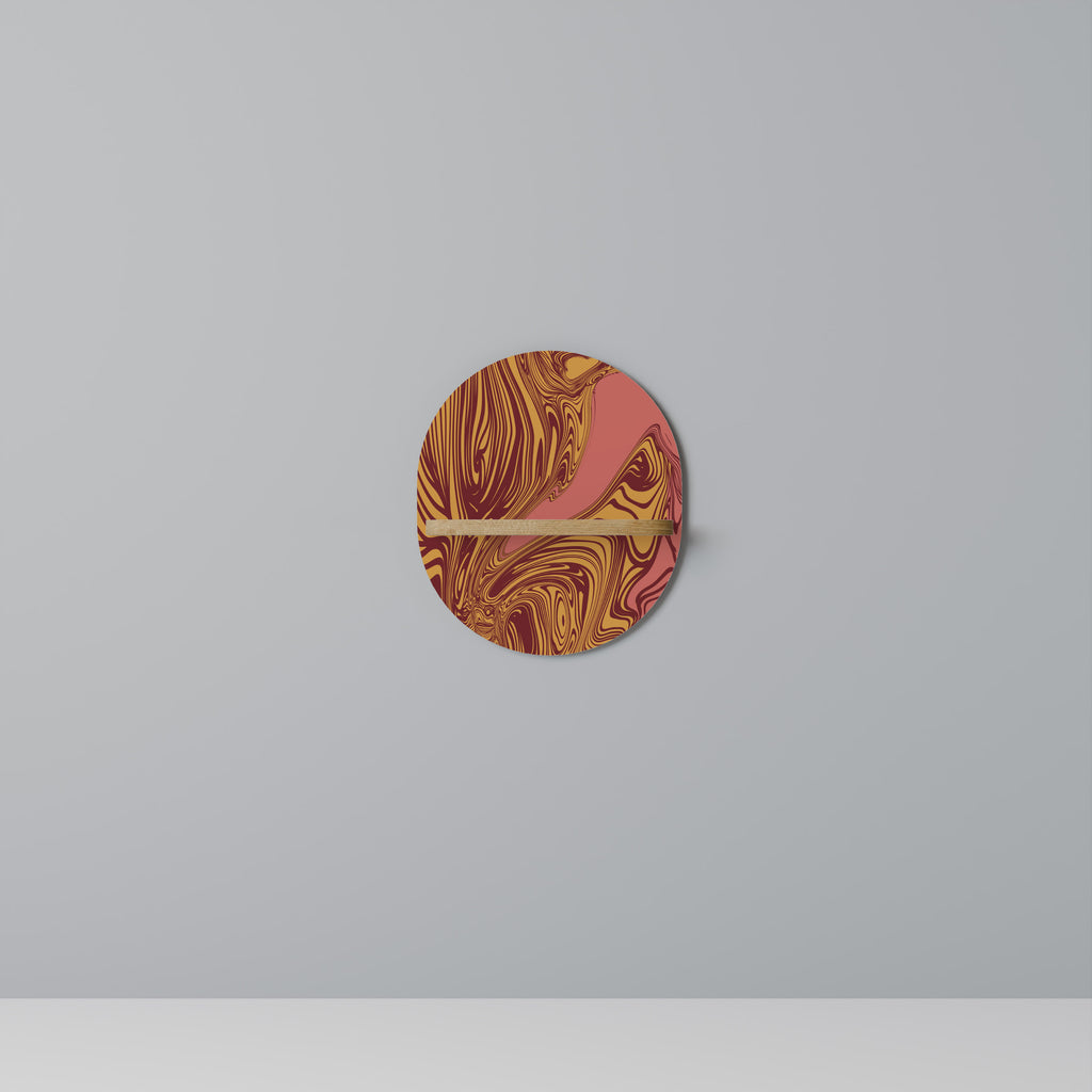 PENSAMIENTOS FLOTANTES Estantería de arte ovalada con efecto roble