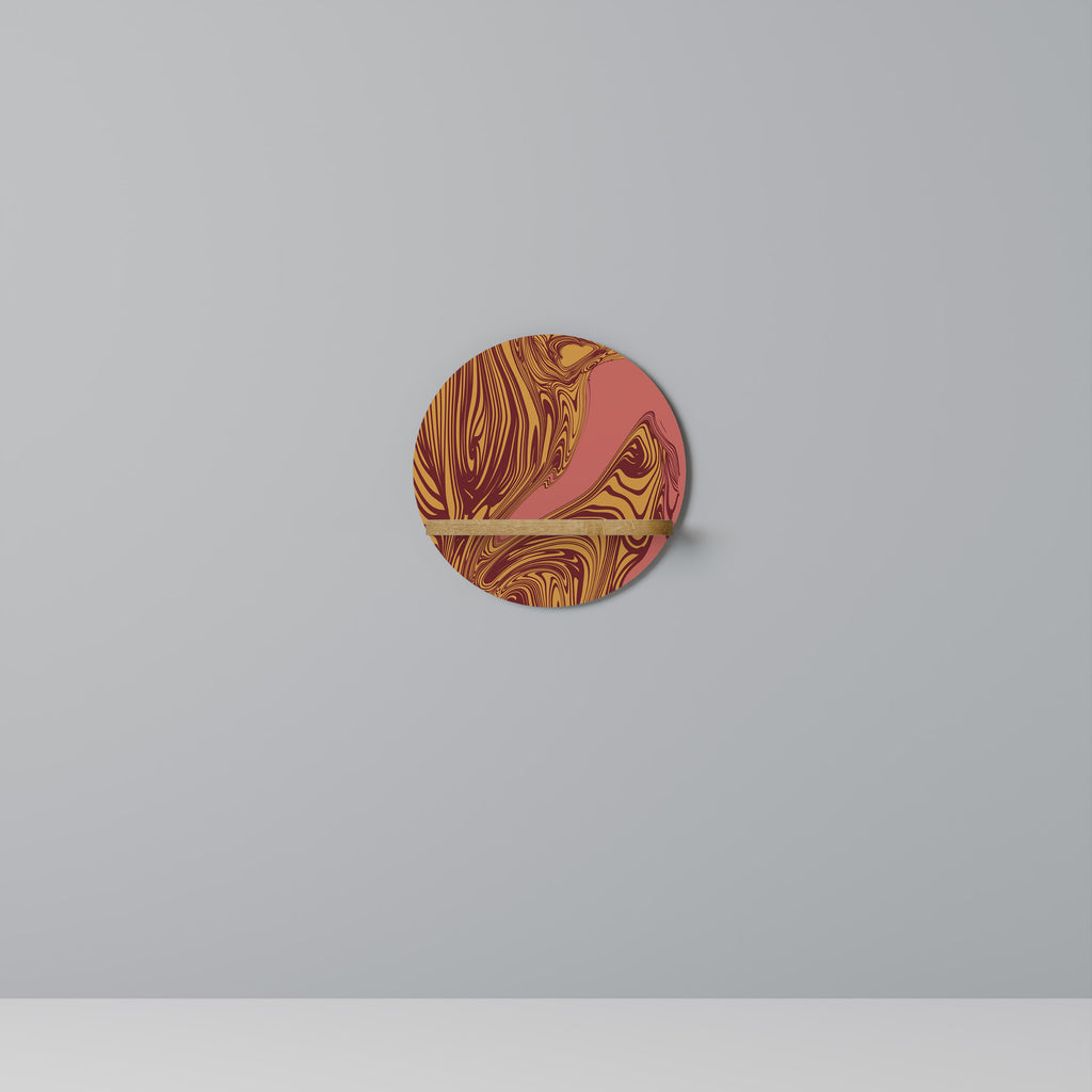 PENSAMIENTOS FLOTANTES Estantería de Arte Redonda Efecto Roble