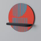 RISING GEOMETRY STARS Round Art Shelf In Black Finish