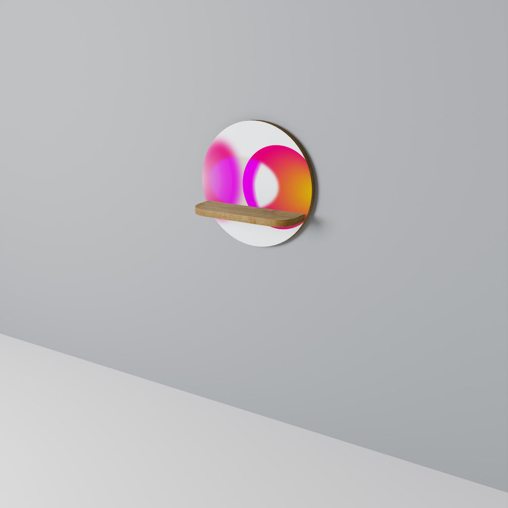 Estantería de arte redonda SINFONÍA DE COLORES en efecto roble