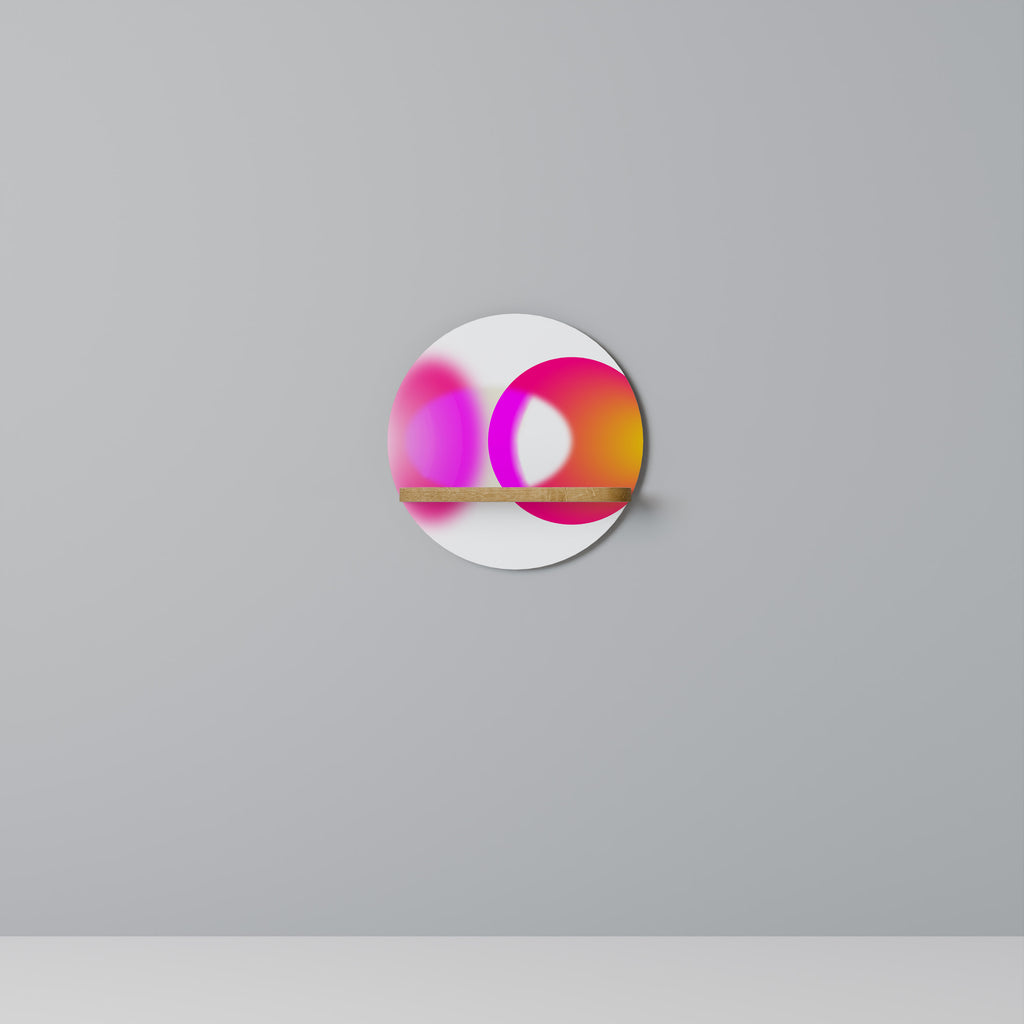 Estantería de arte redonda SINFONÍA DE COLORES en efecto roble