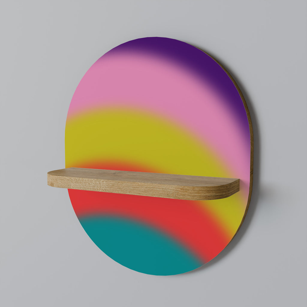 Estantería de arte ovalada RAINBOW TIME con efecto roble