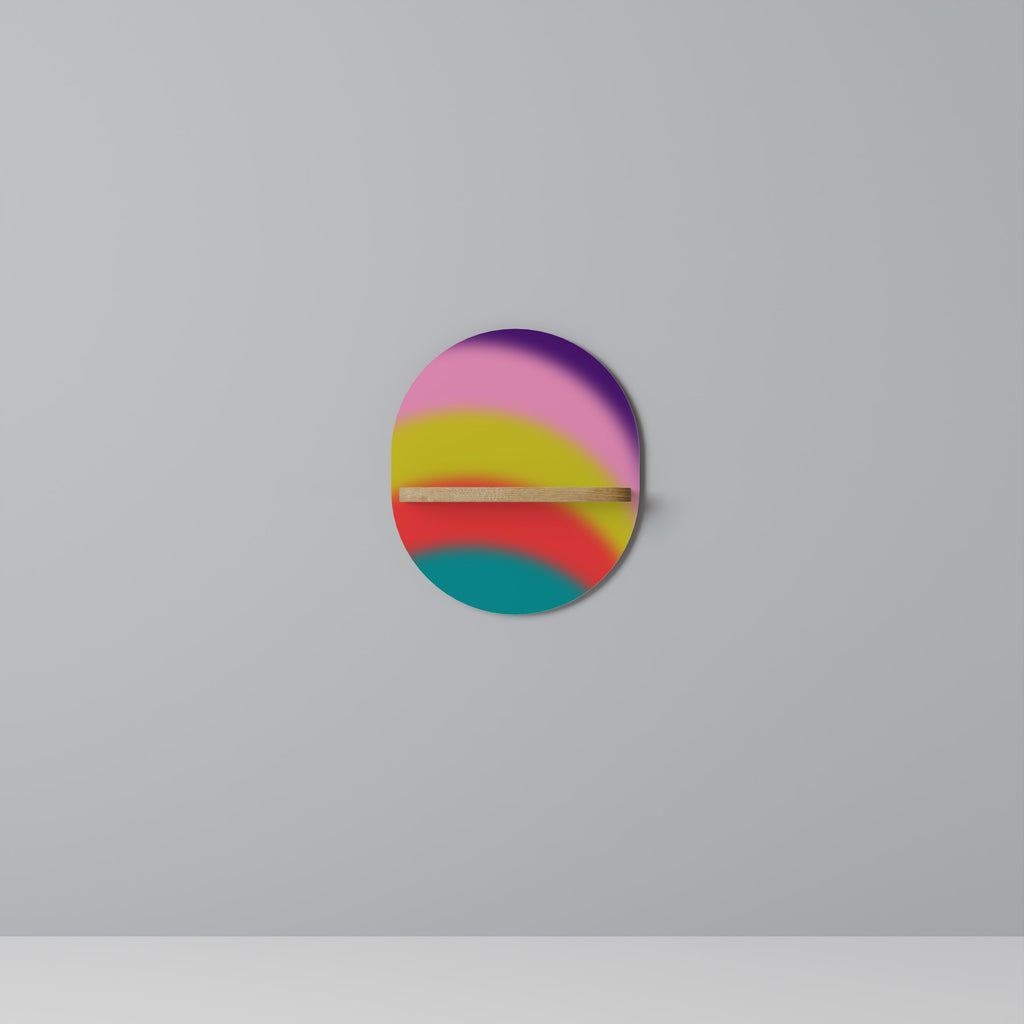 Estantería de arte ovalada RAINBOW TIME con efecto roble