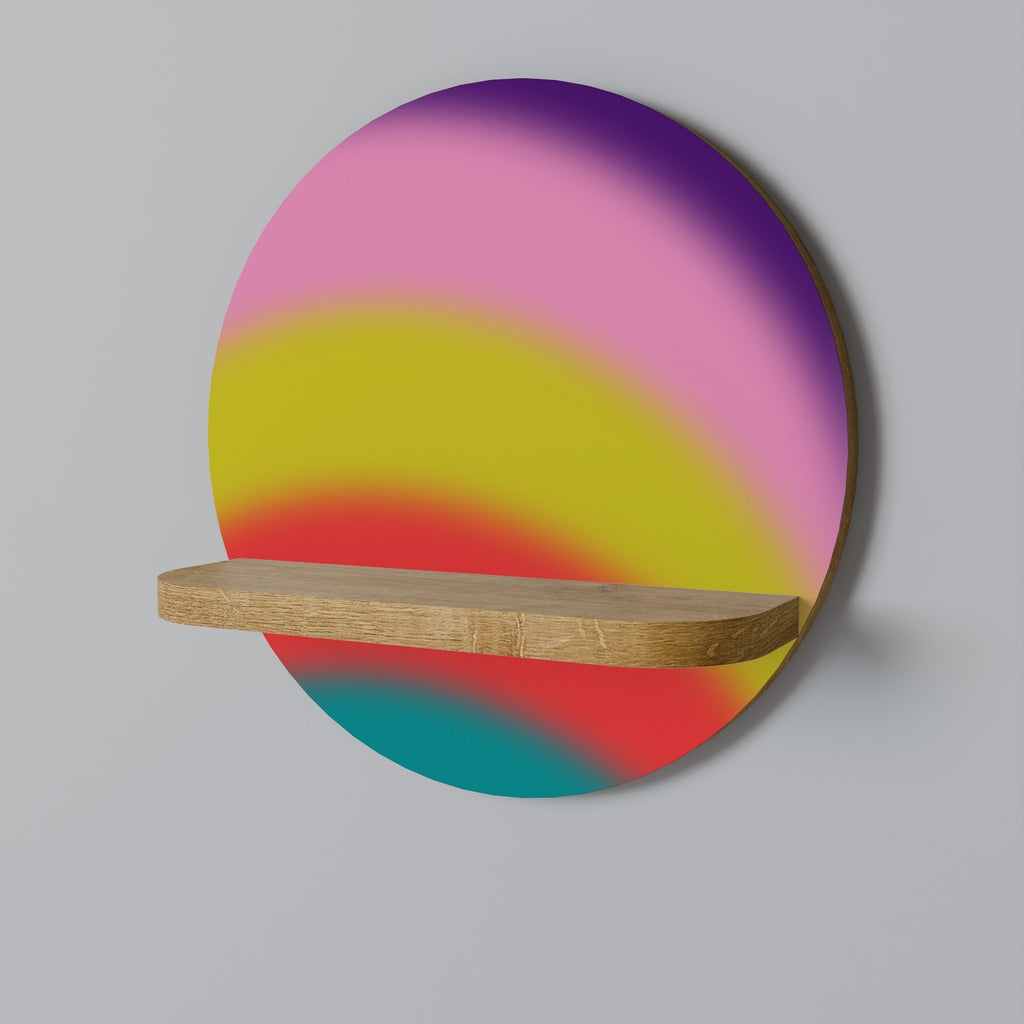Estantería de arte redonda RAINBOW TIME con efecto roble