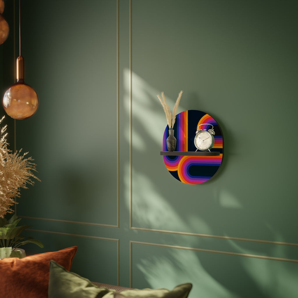 CEGADO POR LAS LUCES Estantería de arte ovalada en acabado negro