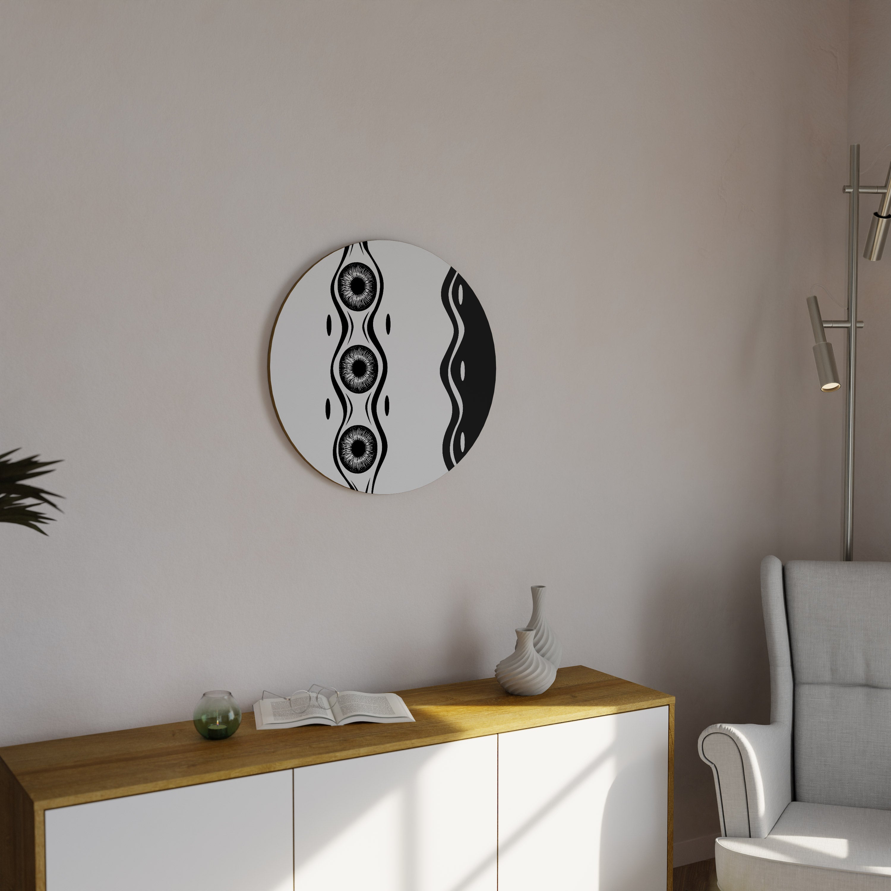 BOLD LINEAR DANCE Round Wall Art