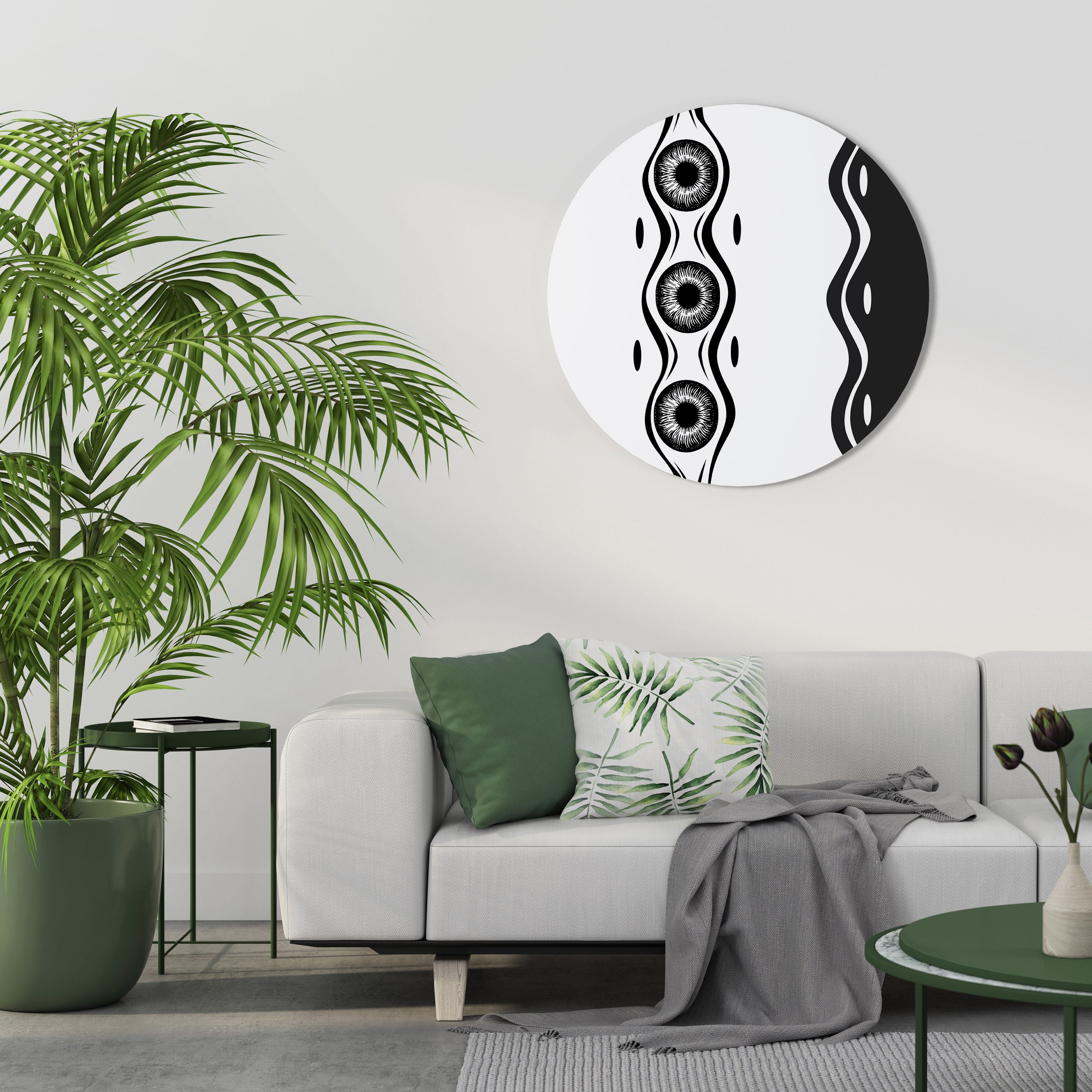 BOLD LINEAR DANCE Round Wall Art