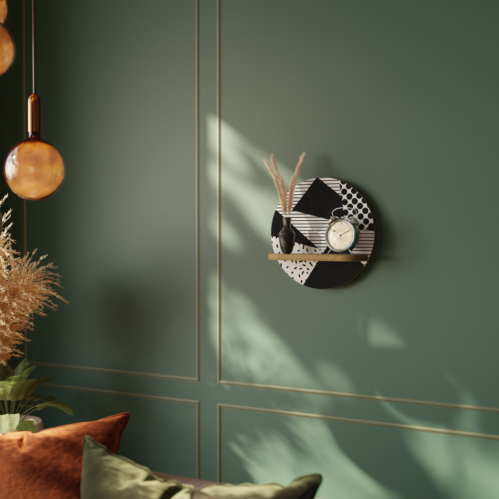 Estantería de arte redonda GEMOETRIC MONOCROMÁTICA con efecto roble