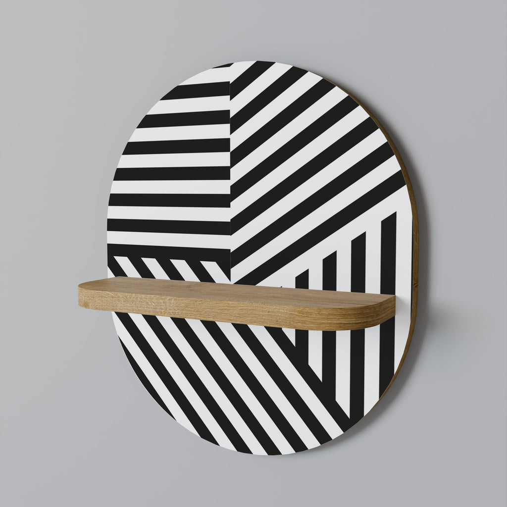 Estantería de arte ovalada LATTICE LINES con efecto roble