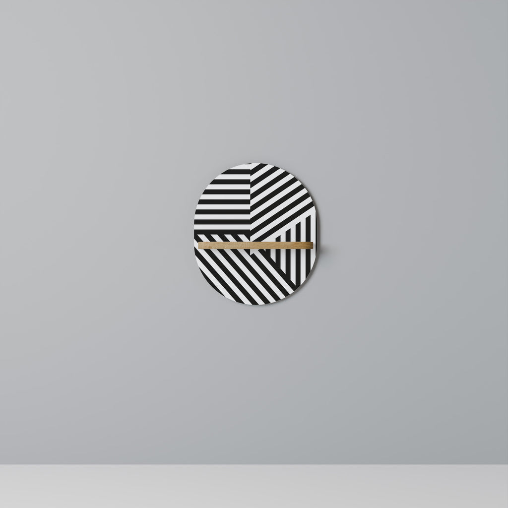 Estantería de arte ovalada LATTICE LINES con efecto roble