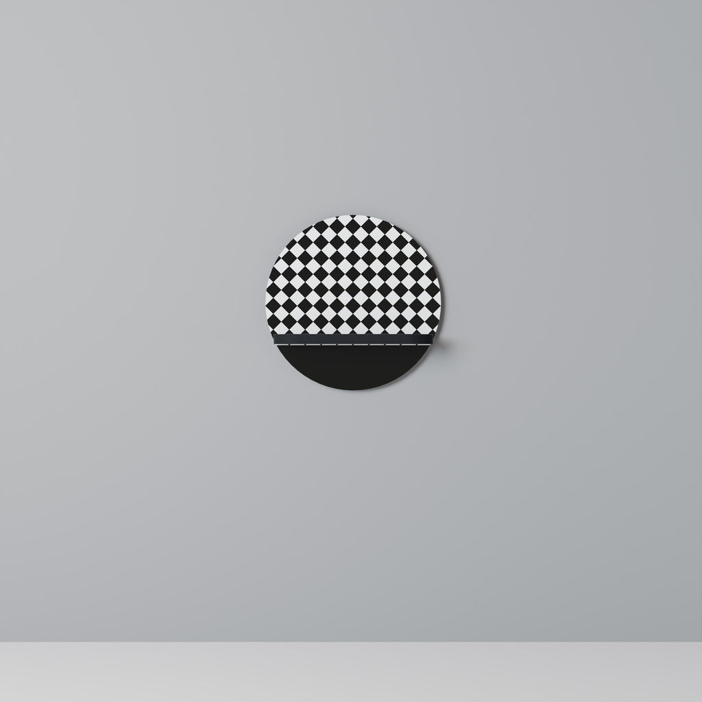 GRID GEOMETRY Round Art Shelf In Black Finish