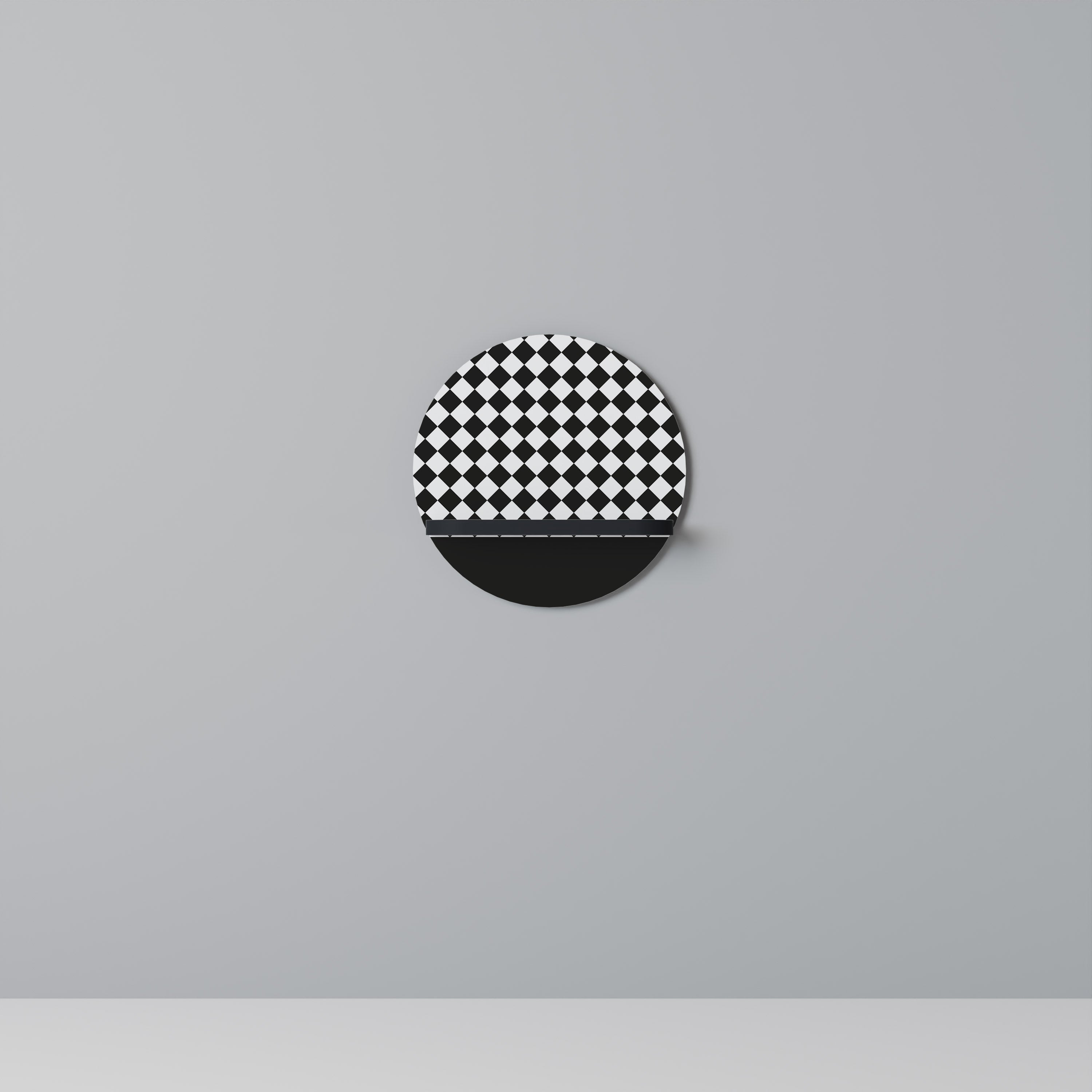 GRID GEOMETRY Round Art Shelf In Black Finish