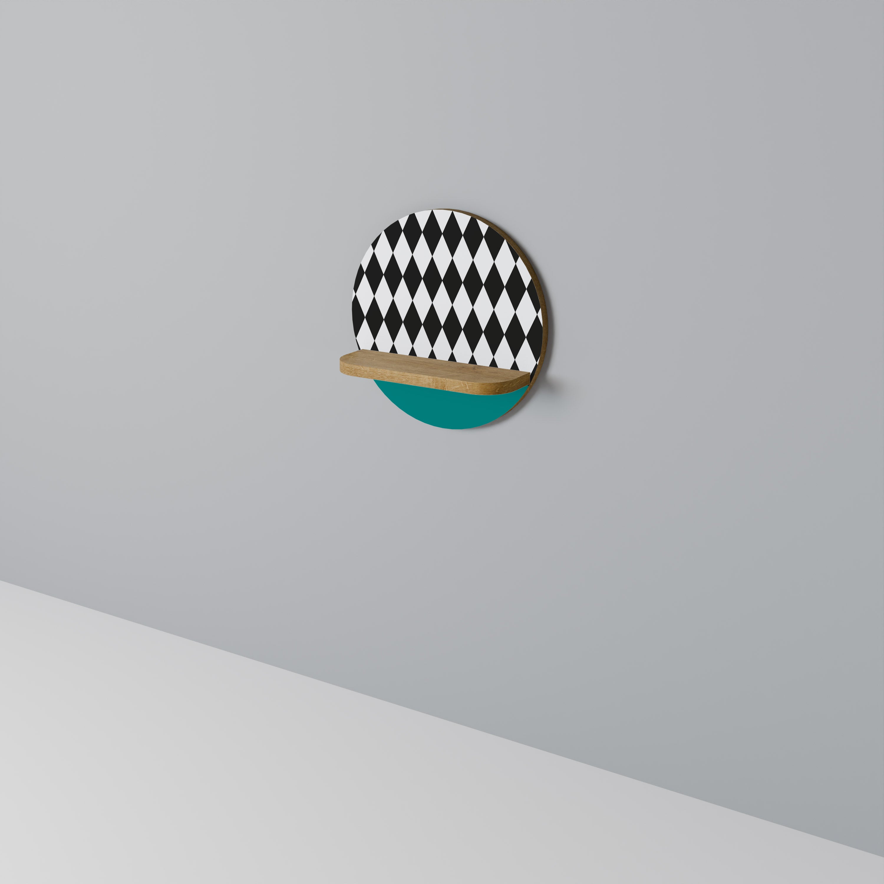 ANGULAR AESTHETIC Round Art Shelf In Oak Effect