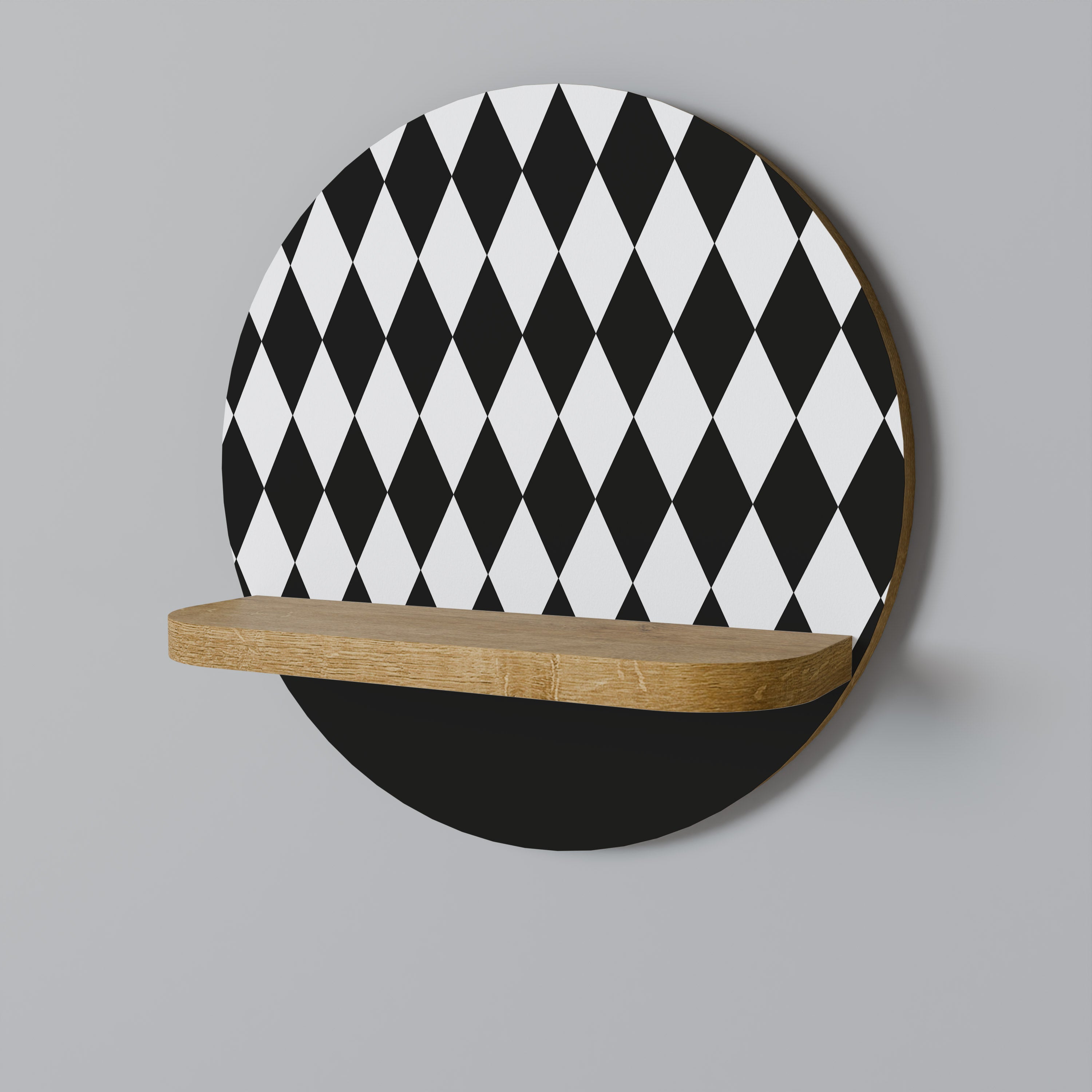 Estantería de arte redonda EDGY SERENADE con efecto roble