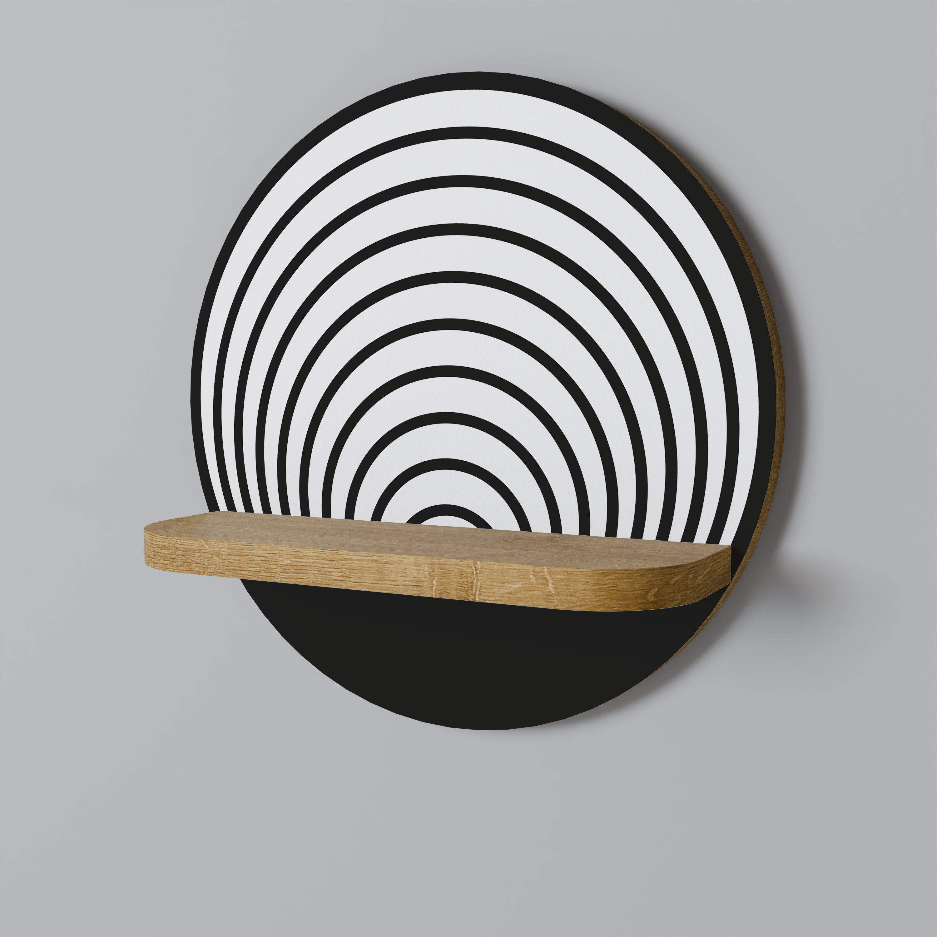 Estantería de arte redonda Whispering Rounds con efecto roble