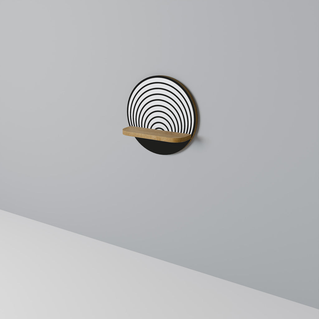Estantería de arte redonda Whispering Rounds con efecto roble