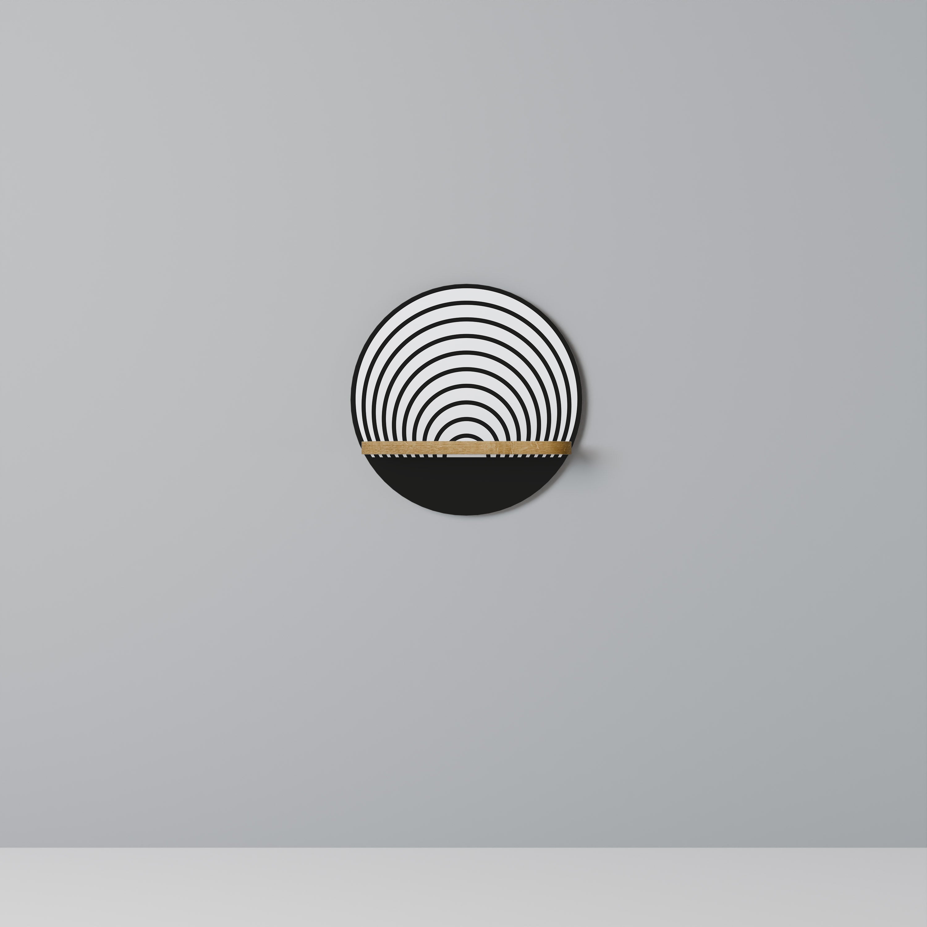 Estantería de arte redonda Whispering Rounds con efecto roble