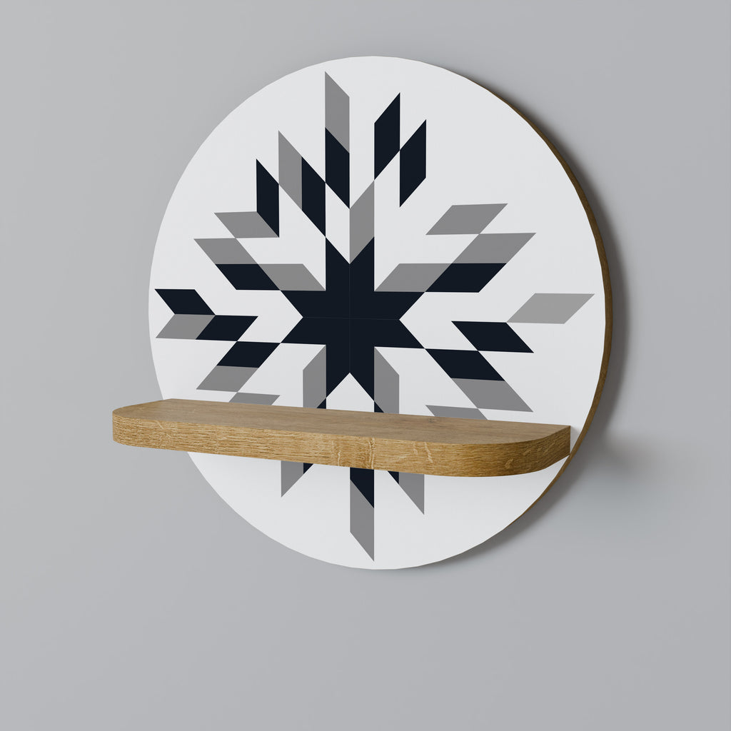 Estantería de arte redonda MOONLIT MOSAIC con efecto roble