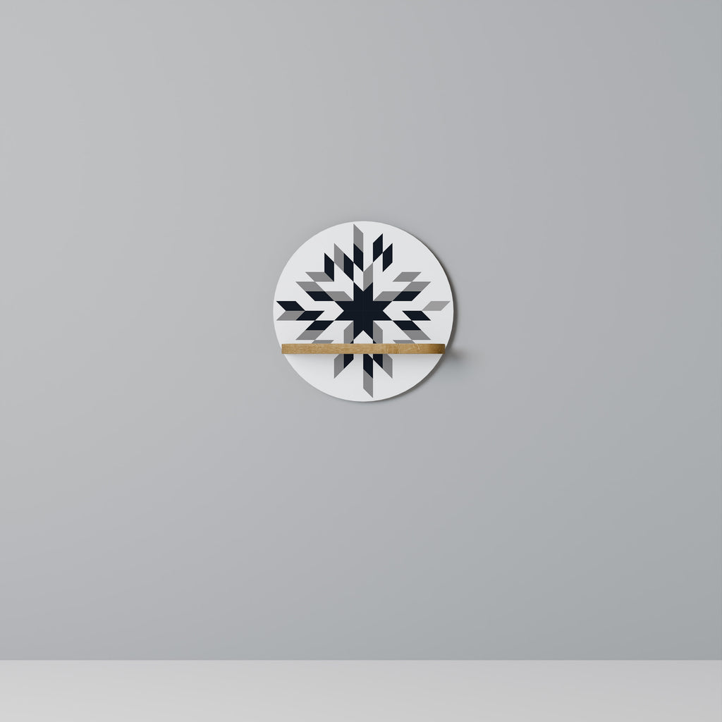 Estantería de arte redonda MOONLIT MOSAIC con efecto roble