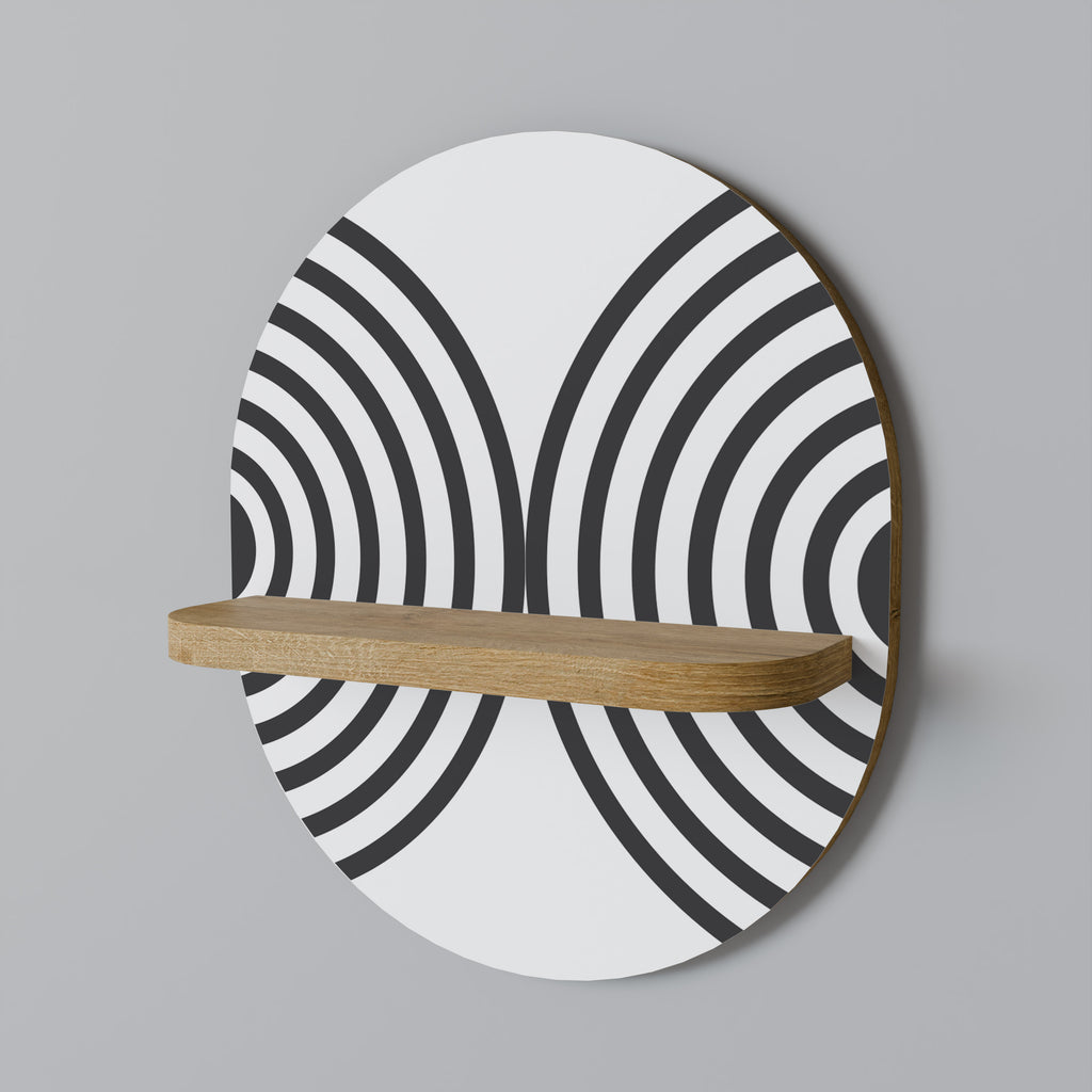Estantería de arte ovalada MIDNIGHT MELODIES con efecto roble